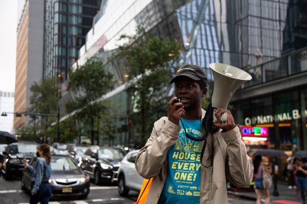 “If Blackrock doesn’t divest fossil fuels, New York City shouldn’t be doing business with them,” says Wallace Mazon, a climate campaigner with New York Communities for Change. BlackRock manages more than $50 billion in pension funds for New York City.